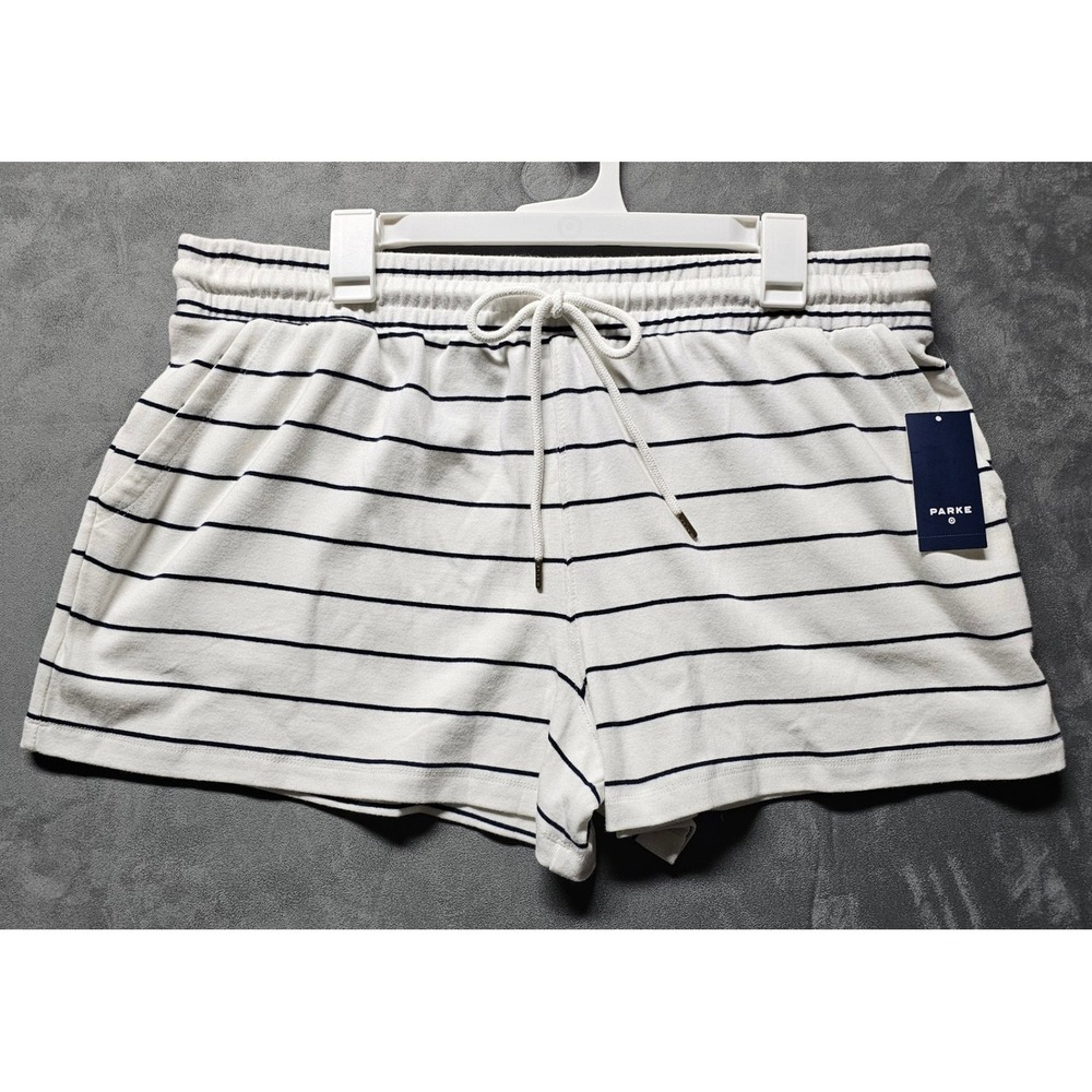 Parke Womens XL Navy Blue Striped Lounge Shorts Elastic Drawstring NWT PCD007BM